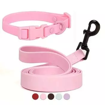 Эластичные лямки ПВХ ошейники для домашних животных, комбинированные регулируемые мягкие поводки для собак, ошейник для собак, набор поводков для щенков L фиолетовый
