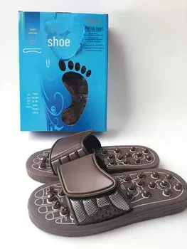 Эластичные массажные тапочки для ног - вращающаяся пружина магнитная терапия для домашнего ухода за здоровьем Size M коричневый