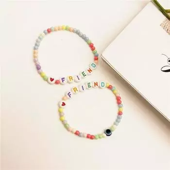 Эластичные милые красочные бусины браслеты от сглаза в стиле бохо с буквами подарок дружбы для друзей ювелирные изделия на руке