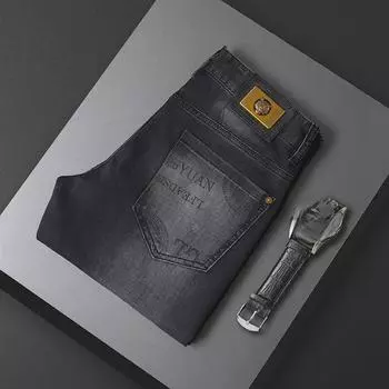 Эластичные облегающие мужские джинсы с принтом тигра - популярные легкие роскошные брюки Size 36 (95-97 cm) 90 kg