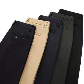 Эластичные однотонные повседневные мужские брюки, новые весенние мужские прямые брюки с начесом, обычные, не гладильные 28 хаки