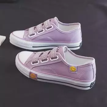 Эластичные парусиновые туфли со смайликом, женские туфли с одной педалью, ленивые туфли для студентов, универсальные туфли для сноуборда Tide 35 фиолетовый