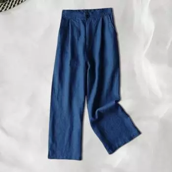 Эластичные повседневные брюки с высокой талией, женские прямые широкие длинные брюки на молнии с пуговицами S армия зеленый