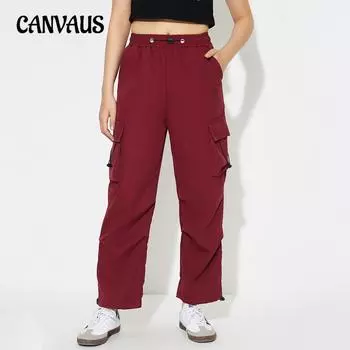 Эластичные повседневные широкие рабочие брюки с высокой талией, однотонные женские брюки S бордовый