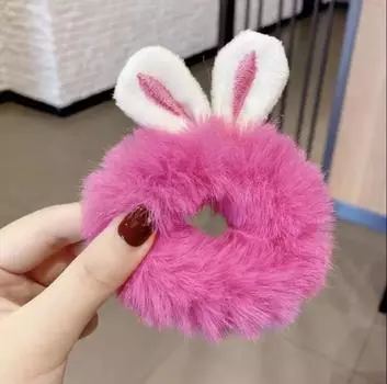 Эластичные резинки для волос женские плюшевые резинки для волос конфетного цвета с кроличьими ушками, резинки для волос, держатели для хвостика, аксессуары для волос для девочек и детей