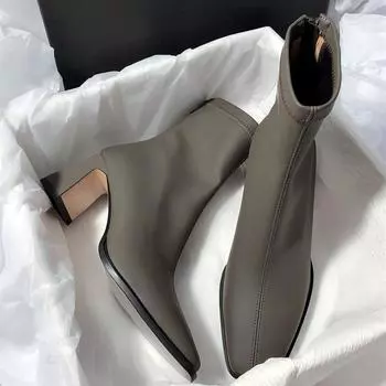 Эластичные сапоги на высоком каблуке, женские, осень-зима, модные, удобные, легкие, ботильоны для женщин, черные, эластичные, мокасины, Botas Botines 35