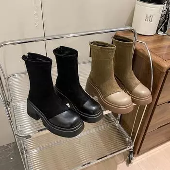 Эластичные сапоги в британском стиле, женские дизайнерские туфли на мягкой подошве с увеличенной высотой, модные новые дизайнерские ботильоны для женщин 35