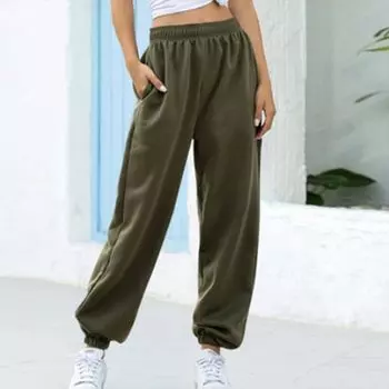 Эластичные широкие брюки с высокой талией, женские свободные повседневные брюки, однотонные брюки длиной до щиколотки, осень и зима S белый