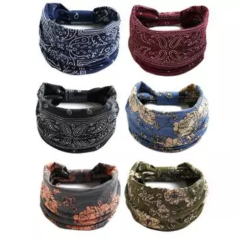 Эластичные широкие повязки на голову, новый узел для женщин, повязка на голову из хлопка, высококачественные аксессуары для волос, бандана с цветочным принтом в стиле бохо, популярный винтажный тюрбан, мягкий, уникальный 31