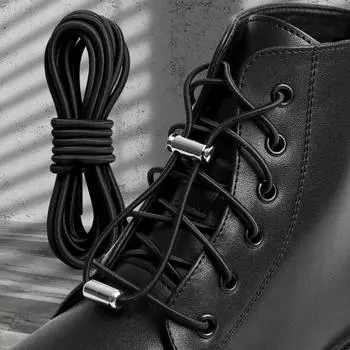 Эластичные шнурки без завязок, круглые шнурки с металлическим замком без завязок, кроссовки, ботинки, шнурки для детей и взрослых, быстрые ленивые шнурки для обуви T8-1-China-black чёрный