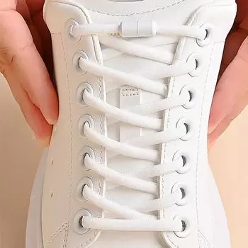 Эластичные шнурки без завязок, полукруглые шнурки для кроссовок для детей и взрослых, шнурки с металлическим замком, шнурки для обуви 100cm чёрный