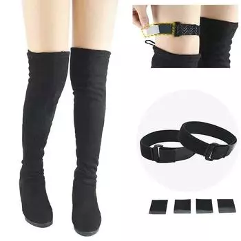 Эластичные шнурки для женщин, высокие ботинки, удерживающие свободный ремень, регулируемый фиксирующий ремень, противоскользящий держатель, клейкая лента, аксессуары 2pcs чёрный