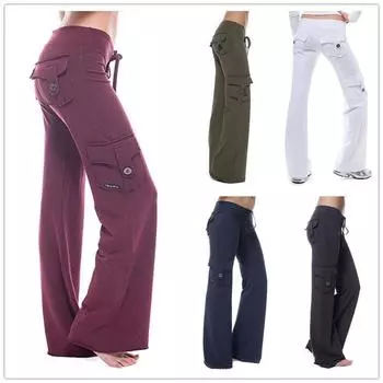 Эластичные штаны для йоги с карманами на пуговицах и талией, женские повседневные штаны XS белый