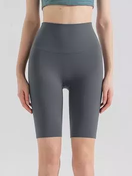 Эластичные спортивные женские штаны для йоги с высокой талией, быстросохнущие брюки 3/4 для бега, укороченные брюки для бега, леггинсы для спортзала, колготки для фитнеса S чёрный