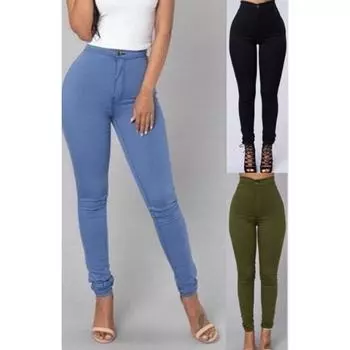 Эластичные тонкие джинсы с высокой талией, женские однотонные брюки-карандаш больших размеров, джинсы скинни S белый