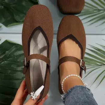 Эластичные трикотажные туфли на плоской подошве для женщин, летние дышащие мягкие мокасины, женские легкие повседневные туфли с пряжкой, мокасины для мам 36 синий