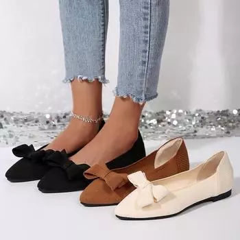 Эластичные трикотажные туфли на плоской подошве с бантом для женщин, легкие повседневные туфли без застежек, женские весенне-летние удобные мокасины с мягкой подошвой 36 светло-коричневого