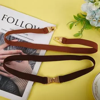 Эластичные универсальные ремни для женщин, тонкий ремень с металлической пряжкой черного цвета коричневый