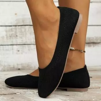 Эластичные вязаные туфли на плоской подошве для женщин, летние дышащие мягкие лоферы, женская легкая повседневная обувь, мокасины для мам 36