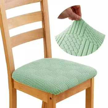 Эластичные жаккардовые чехлы на сиденья для стульев для столовой, съемные моющиеся, эластичные, с мягкой обивкой, подушка для обеденного стула, чехол бежевый