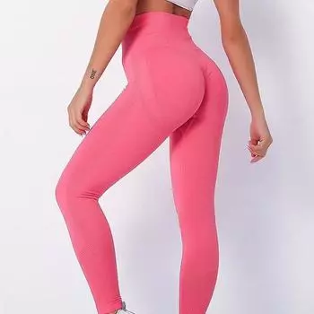 Эластичные женские брюки с высокой талией и подъемом бедер. Облегающие бесшовные вязаные брюки с высокой талией. Персиковые брюки для йоги с подъемом бедер. S синий