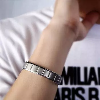 Эластичный эластичный браслет из титановой стали для мужчин и женщин, браслет для здоровья и энергии 19cm серебряный