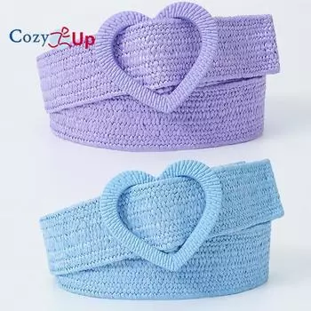 Эластичный эластичный полипропиленовый плетеный мимишный декоративный женский ремень с пряжкой Love 90x4cm бежевый