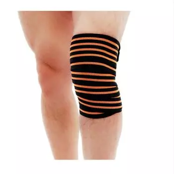 Эластичный бандаж на колено для тяжелой атлетики, поддержка колена при приседаниях, длина 195 см L оранжевый