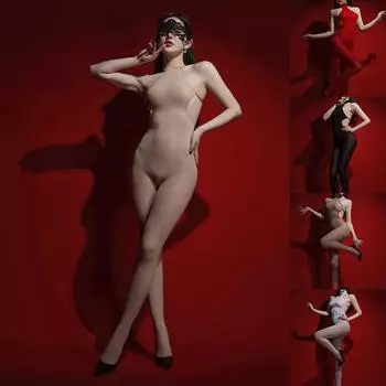 Эластичный боди Масло Блестящий комбинезон Вещь Свет Яркость Crotchless