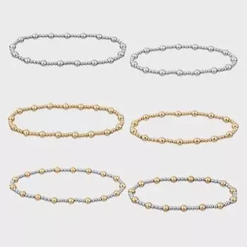 Эластичный браслет из бисера из золота 18 карат, не выцветает, для больших запястий - европейский и американский стиль