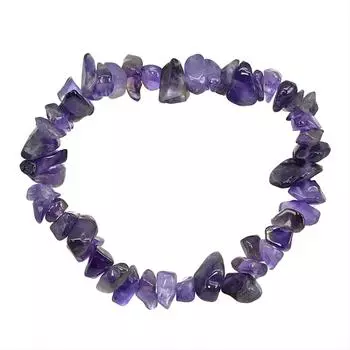Эластичный браслет из натурального кристаллического гравия неправильной формы фиолетовый