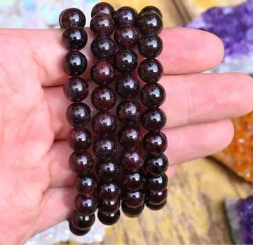 Эластичный браслет из натурального родолитового граната, браслет ручной работы для женщин/мужчин, круглый браслет с драгоценными камнями, браслет для подарка, лечебный 6MM