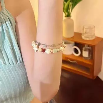 Эластичный браслет из веревки из натурального камня с опалом, женский новый браслет из бисера, индивидуальный дизайн