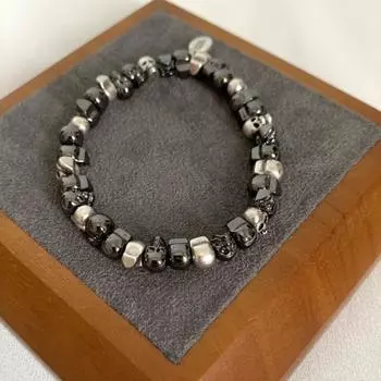 Эластичный браслет с головой черепа, женский черный латунный античный серебряный браслет с призрачным покрытием, красочный браслет с головой призрака