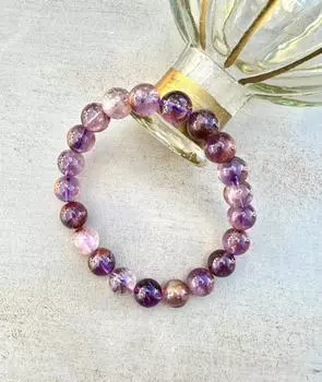 Эластичный браслет Super Seven Beads, ювелирные изделия из драгоценных камней, минералы Super Seven, лечебные кристаллы, подарок для нее/него 12mm