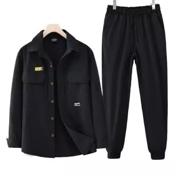 Эластичный быстросохнущий костюм, мужской летний тонкий комбинезон с длинными рукавами, куртка, рубашка, кардиган, повседневные брюки для занятий спортом на открытом воздухе, костюм из 2 предметов XXXXXL чёрный