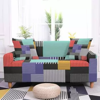 Эластичный чехол для дивана для гостиной, эластичные чехлы для диванов с современной геометрией, защита от пыли, угловой диван, чехол на 1/2/3/4 места 90x140cm