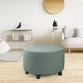 Эластичный чехол для дивана, модный, тонкая работа, простой в уходе чехол для подставки для ног, круглый эластичный чехол для подставки для ног для дивана, чехол для табурета синий