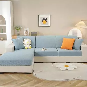 Эластичный чехол для дивана, пылезащитный, сплошной цвет, жаккардовый утепленный чехол для дивана для гостиной, нескользящий чехол для диванной подушки с полной оберткой 1/2/3 1pc Normal size-S хаки