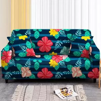 Эластичный чехол для дивана с цветочным принтом для гостиной, 1/2/3/4-местный эластичный чехол для дивана с цветочным принтом, защитный чехол для дивана, домашний декор 1 seat 90-140cm