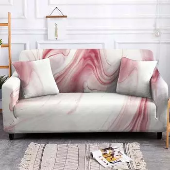 Эластичный чехол для дивана с мраморным принтом, 1/2/3/4-местный эластичный чехол для дивана с принтом для гостиной, защитный чехол для дивана, домашний декор 1 seat 90-140cm