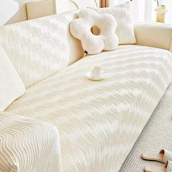 Эластичный чехол для дивана в кремовом стиле, универсальный чехол для дивана с защитой от царапин от кошек, универсальный чехол на все времена года 1 Seat синий