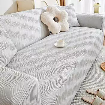 Эластичный чехол для дивана в кремовом стиле Four Seasons, универсальный универсальный чехол с защитой от кошачьих царапин, универсальный тканевый чехол для дивана 1 Seat синий