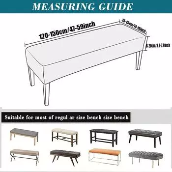 Эластичный чехол для скамейки из искусственной кожи, водонепроницаемый, 1 шт., чехлы для скамеек в столовой, съемные, моющиеся, протектор для скамеек в гостиной чёрный
