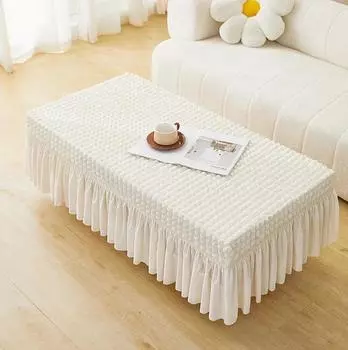 Эластичный чехол из хлопчатобумажной ткани, полный комплект, однотонная скатерть с юбкой, пылезащитные чехлы для чайных столиков, ТВ-шкафы 120x60x35cm 1pcs