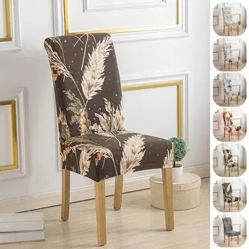 Эластичный чехол на стул с принтом, эластичные чехлы для стульев для столовой, чехлы в европейском стиле, съемные чехлы на сиденья для ресторана, свадебного банкета