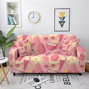 Эластичный чехол с принтом ананаса, универсальные чехлы для диванов для гостиной, угловые чехлы для диванов, эластичный чехол для кресла 90x140cm