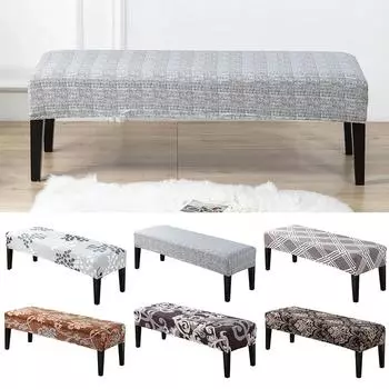 Эластичный длинный чехол для скамейки, чехол для стула с принтом для гостиной, спальни, моющийся чехол для сиденья, съемный пылезащитный чехол для домашнего декора