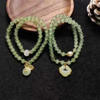 Эластичный двухслойный браслет из веревки, зеленая цепочка на руку, классический женский браслет с бусинами Style G