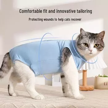 Эластичный дышащий костюм для восстановления после травм у кошек: Охлаждающая летняя одежда с защитой от вылизывания для периода после операции и отлучения от груди Cross-border Upgraded Modal Cotton